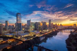 Austin Texas skyline at sunset, illustrating closing costs in Austin home purchases