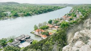 Aerial view of Austin Texas riverfront neighborhoods home equity